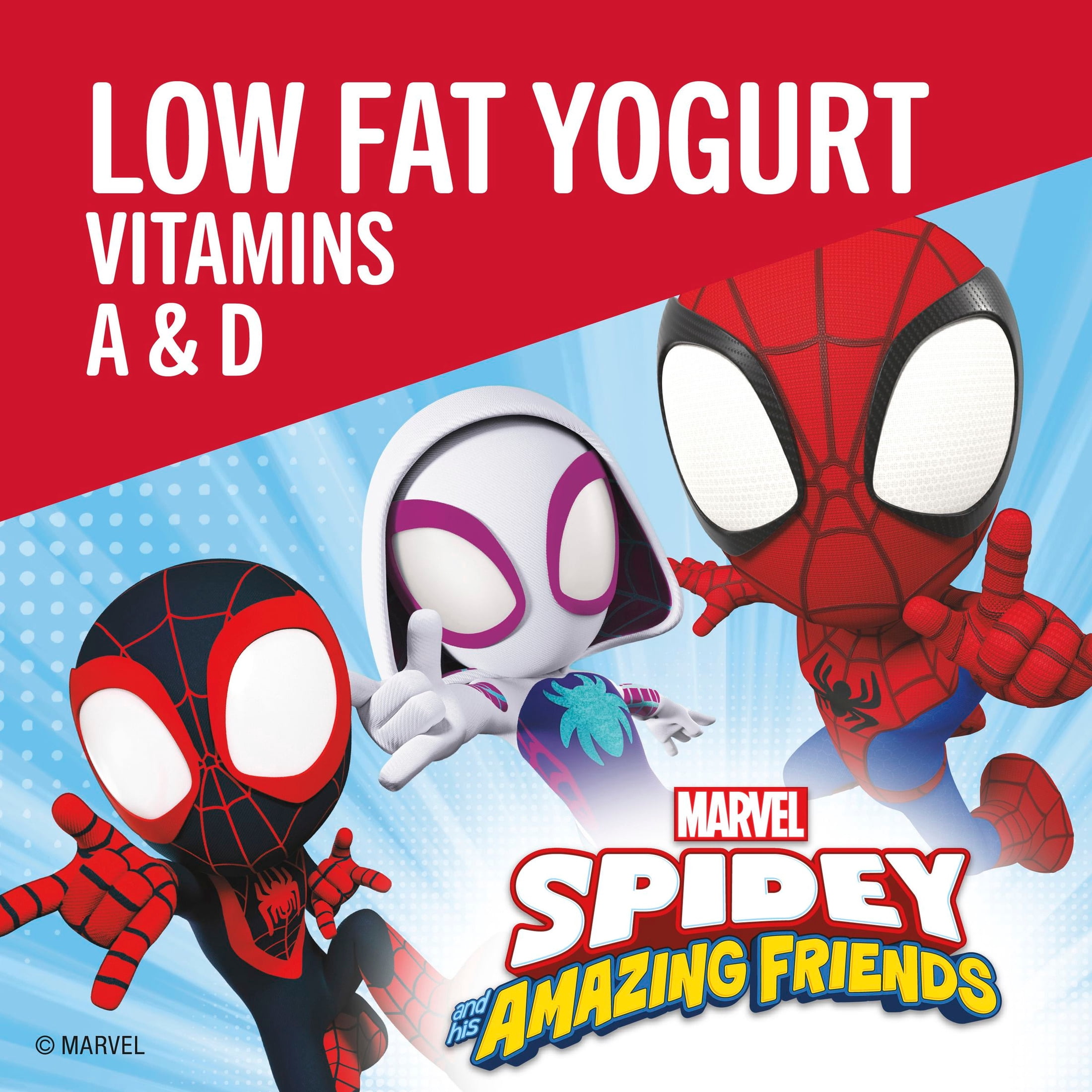 Yoplait Low Fat Yogurt Variety Pack, Marvel Spidey and His Amazing Friends, 8 Count, 32 oz
