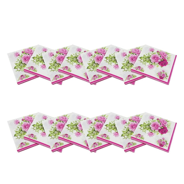 20 Pcs Floral Printing Paper Towels Colorful Lunch Napkins Handmade Party Serviette for Wedding Birthday Party Banquet (Random Color)