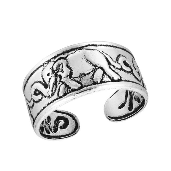 Triple Elephants Parade Sterling Silver Toe or Pinky Ring