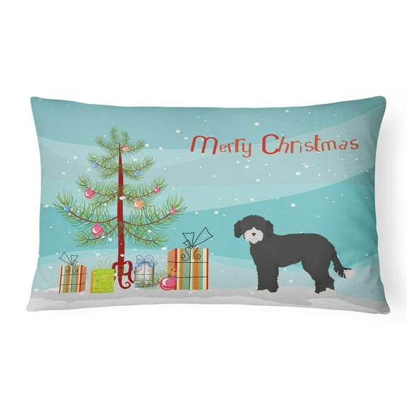 Carolines Treasures CK3881PW1216 Whoodle 2 Christmas Tree Canvas Fabric Decorative Pillow, 12H x16W, multicolor