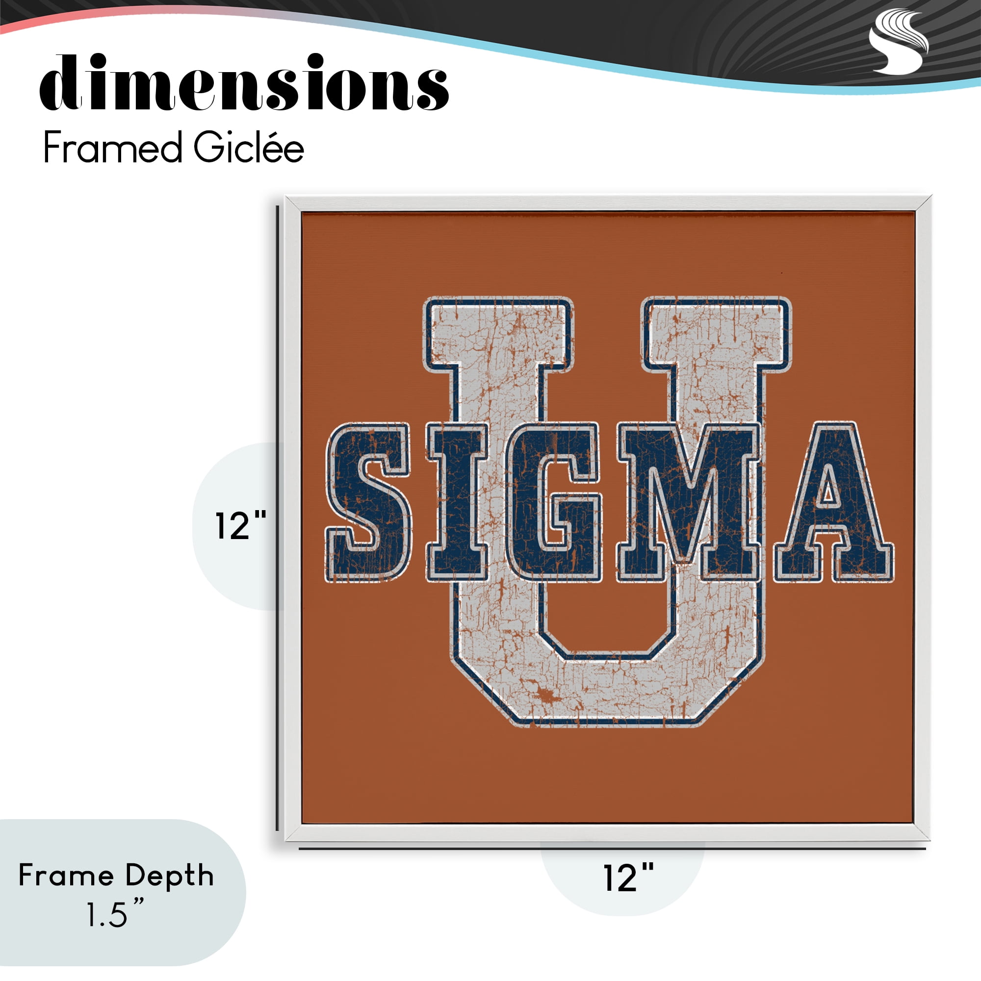Stupell Industries Sigma University on Brown White Framed Giclee Art, design by Grotto Studios