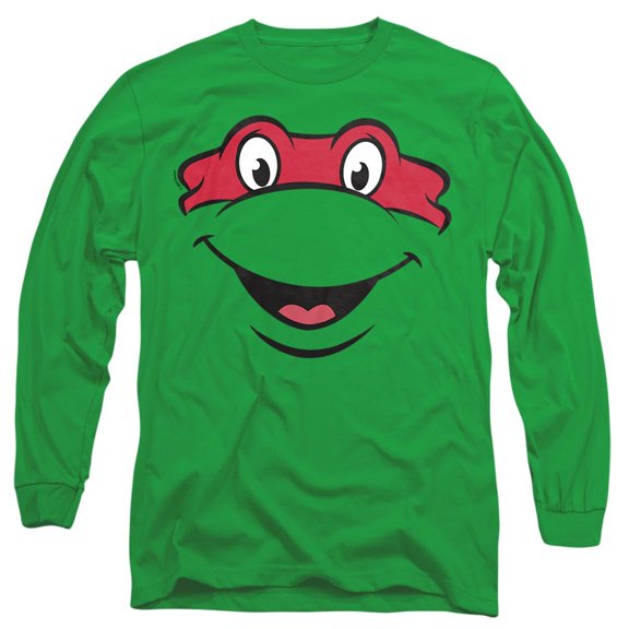 Teenage Mutant Ninja Turtles Raphael Smile Unisex Adult Long-Sleeve T Shirt, Kelly Green, 3X-Large