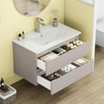 thumbnail image 2 of 32" Wall-Mounted Bathroom Vanity with Ceramic Sink, Floating Bathroom Vanity with Soft-Close Drawers,Bathroom Storage Cabinet, Easy to Install, Gray, 2 of 9