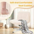 thumbnail image 4 of COOLHUT Office Chair Armless Criss Cross Legged Chair, Teddy Fabric Comfy Home Office Desk Chairs, Wide Seat Vanity Task Computer Chair, Pink, 4 of 15