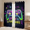 thumbnail image 2 of Homewish Neon Game Consol Blackout Curtains Set of 2 (52x84 Each) for Boys, Play Games Window Curtains, Neutral Cartoon Gamepad Curtains and Drapes, Blackout Curtains Room Decor, 2 of 6