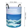 thumbnail image 4 of DouZhe Waterproof Collapsible Large Laundry Baskets, Ocean Sea Waves Prints Circular Hamper with Handles, 4 of 7