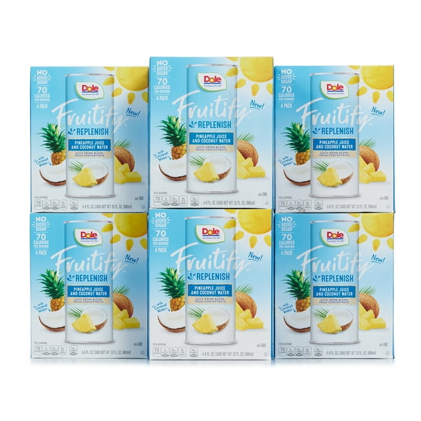 Dole Fruitify Replenish Pineapple Juice & Coconut Water 24 x 8 oz Juice Drink Blend