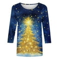 thumbnail image 5 of Christmas Shirts for Women 2025 Sparkling Christmas Tree Top Plus Size 3/4 Sleeve Tops for Women Round Neck Casual T Shirt Holiday Party Outfits, 5 of 5