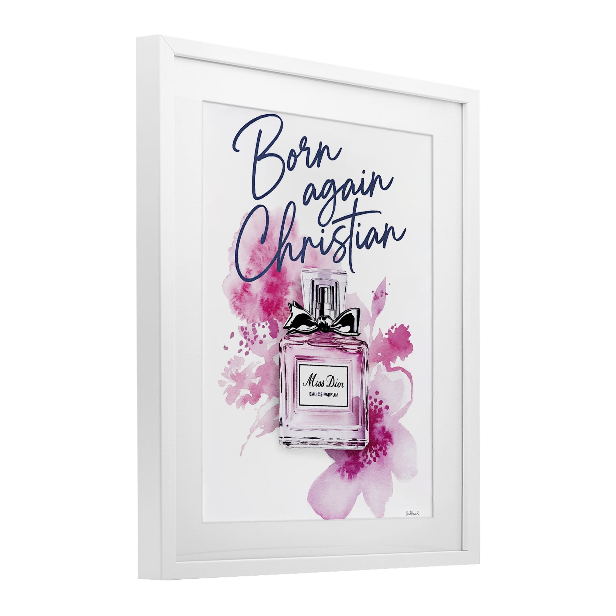 Born Again Christian with Fragrance White Framed Print Under Glass, design by Amanda Greenwood