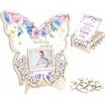 thumbnail image 1 of Libro de firmas alternativo para baby shower: kit de recuerdos de mariposas de madera de 73 piezas con marco de exhibición, caja de recuerdos y piezas decorativas para firmas., 1 of 7