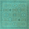 thumbnail image 1 of Ahgly Company Machine Washable Indoor Square Oriental Turquoise Blue Traditional Area Rugs, 5' Square, 1 of 4
