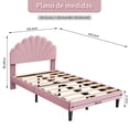 thumbnail image 3 of Base De Cama Individual Con Cabecera Tapizado En Terciopelo, 3 of 6