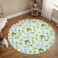 thumbnail image 6 of Washable Round Rugs 5ft Summer Lemon Circle Rug Non-Slip Soft Non-Shedding Low-Profile Pastoral Leaves Fruits Country Plants Green Large Area Rug Carpet for Living Room Bedroom Dining Room Home Decor, 6 of 8