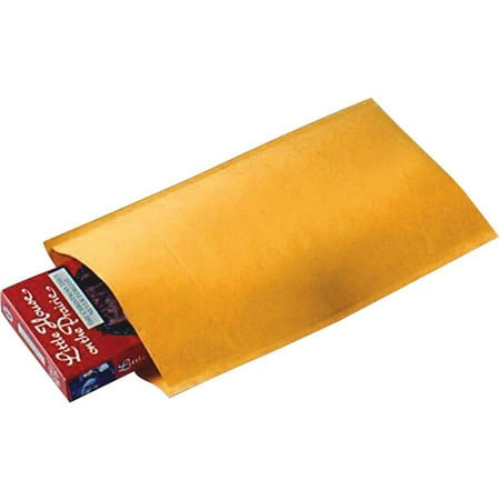Jiffylite Self-Seal Bubble Mailer, #000, Barrier Bubble Lining, Self-Adhesive Closure, 4 x 8, Golden Yellow Kraft, 250/Carton