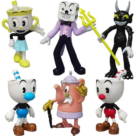 6 Pcs Cuphead Toys, New Cuphead Action Figures, Adventure Mecup and Brocup Figurines for Kids Teens Birthday Thanksgiving Christmas New Year Gifts