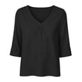 thumbnail image 5 of Inleife Womens Half Sleeve Tops Fashion Ladies Casual Basic Tees V-Neck Relaxed Fit Pleated T-Shirt for Daily Wear, 5 of 6