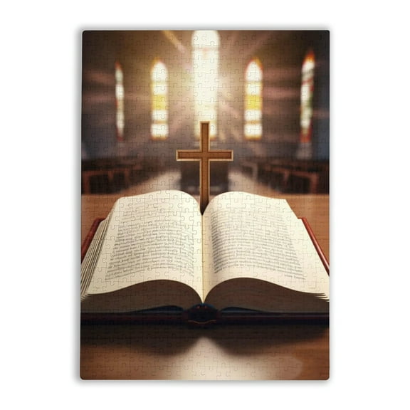 Adult Wooden Puzzle 500 Pieces Puzzle God Bible Verse Cross Spiritual Large Educational Family Entertainment Toys Exquisite Gifts For Adults