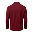 thumbnail image 5 of Polo Shirts for Men Cotton Long Sleeve Golf Tennis Collared Shirt for Casual Work Travel 3 Buttons Ultra Soft Wine 2XL, 5 of 6