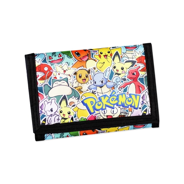 Cartera Pokémon para niños y niñas, monedero triple para niños, carteras de lona y velcro con cremallera, monedero y tarjetero, con Charizard y Pikachu, grandes regalos