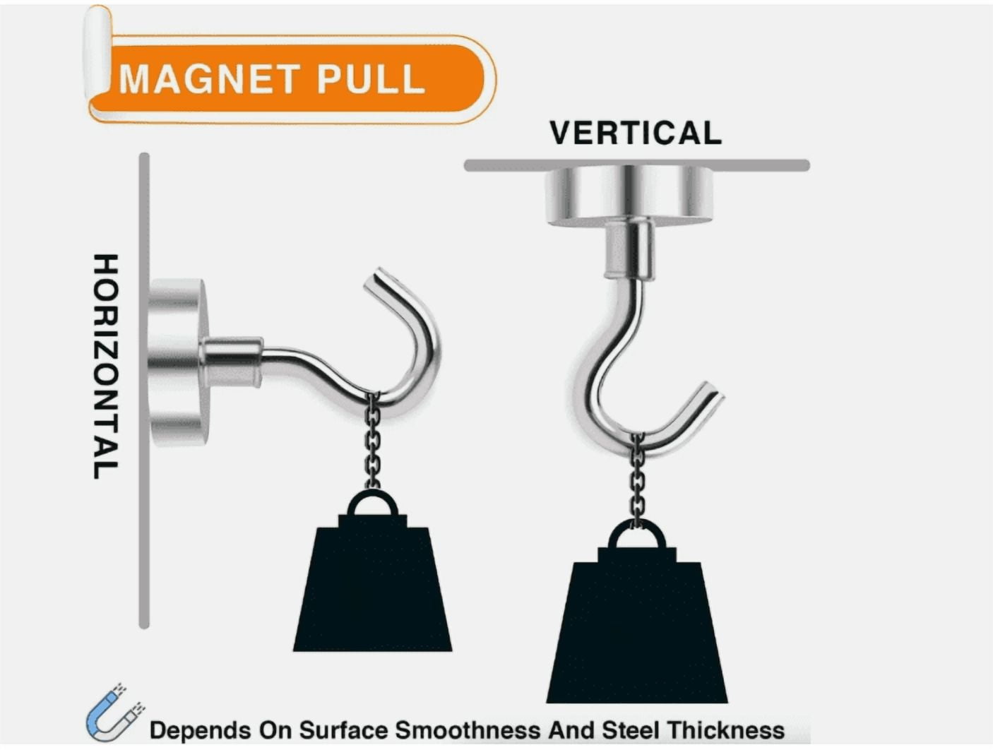 10 Pack Strong Magnetic Hook Hangers – N52 Neodymium Clamping Magnet Hooks for Home, Office, Kitchen, Garage – Heavy Duty