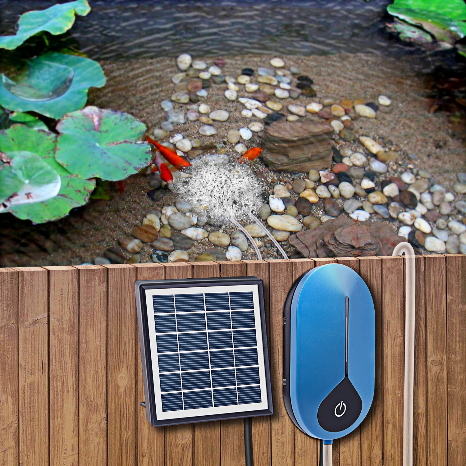 AREALER 1.5W 3600mAH Solar Pump Fish Oxygenator Aquarium Aerator Pond Aerator Air Pump Fishing Aerator Aquarium Airpump with Aquarium Pipe Air Bubble Stone