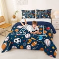 thumbnail image 3 of Erosebridal Initial Alphabet M Queen Comforter Set,American Rugby Sport Games Kids Bedding Comforter Set For Boys,Reversible navy blue,3pcs, 3 of 7
