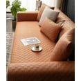 thumbnail image 3 of NAMZI Luxury Water Resistant Quilted Sofa Cover Faux Suede Plaid Sectional Couch Cover Anti-Slip Sofa Slipcover for Dogs, Children, Pets Furniture Protector (Orange,28"x28"), 3 of 5