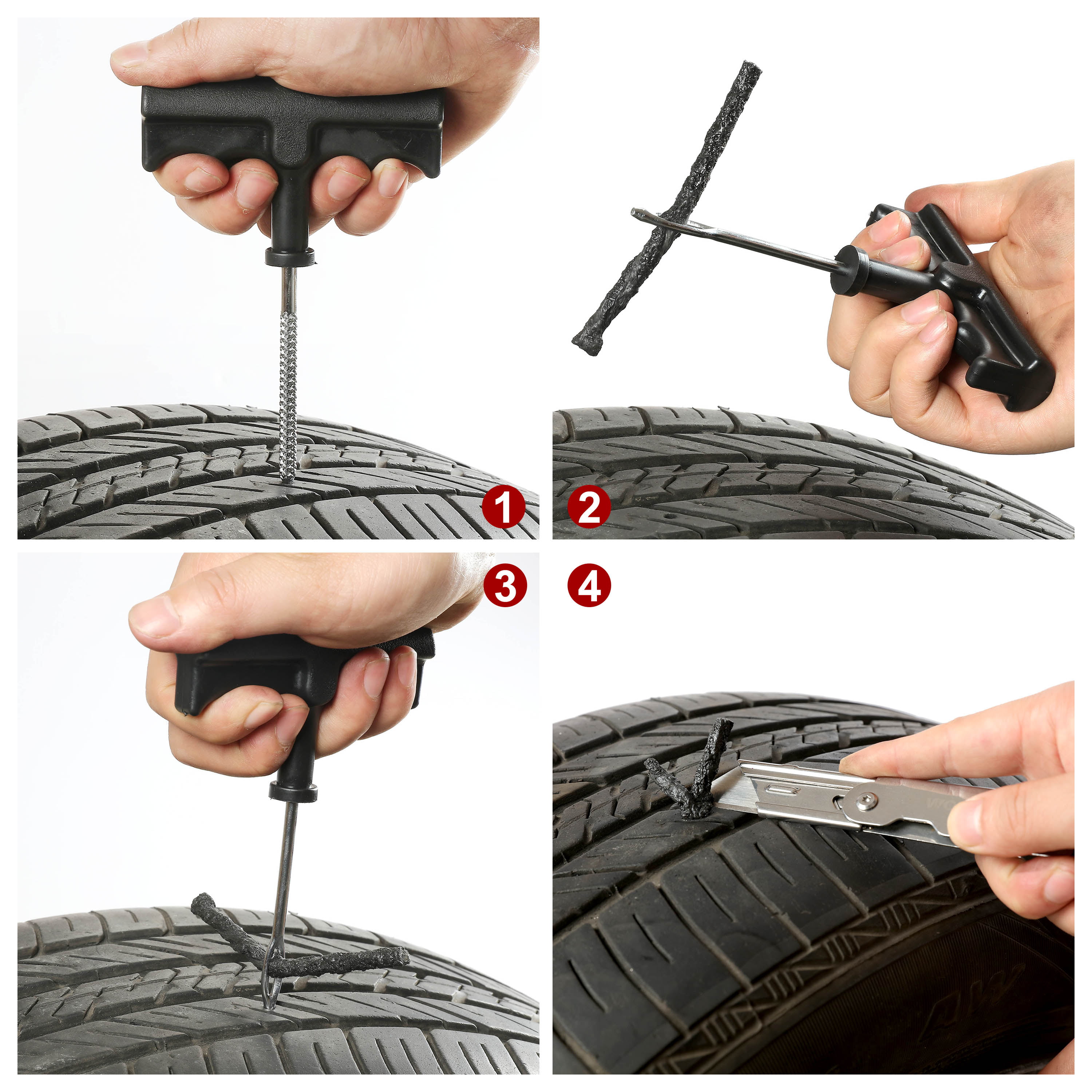 Details about   Brand new-9 piece Tire Repair Kit for Automotive & Truck Tire repairs 5 PLUGS
