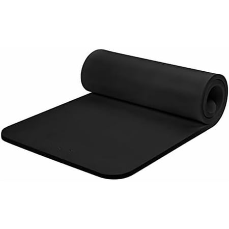 Solana Yoga Mat 1" Thick w/Nylon Strap for Men & Women - Non Slip Exercise Mat for Home Yoga, Pilates, Stretching, Floor & Fitness Workouts Black,1 inch
