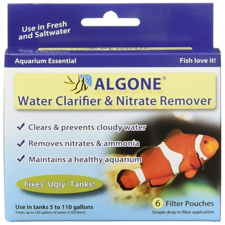 Aquarium Water Clarifier and Nitrate Remover, 6 filter pouches, Creates crystal-clear water By