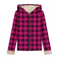 thumbnail image 5 of Womens Sherpa Lined Plaid Shacket Jacket Long Sleeve Zipper Up Fleece Hooded Jackets Fall Winter Warm Coat, 5 of 5