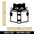 thumbnail image 2 of Cat Reading Book Self-Inking Rubber Stamp Ink Stamper - Green Ink - Medium 1 Inch, 2 of 7