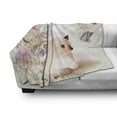 thumbnail image 3 of Cat Soft Flannel Fleece Throw Blanket, Vintage Themed Floral Image with Kitten and Butterfly in Pastel Tones, Cozy Plush for Indoor and Outdoor Use, 50" x 70", Multicolor, by Ambesonne, 3 of 6