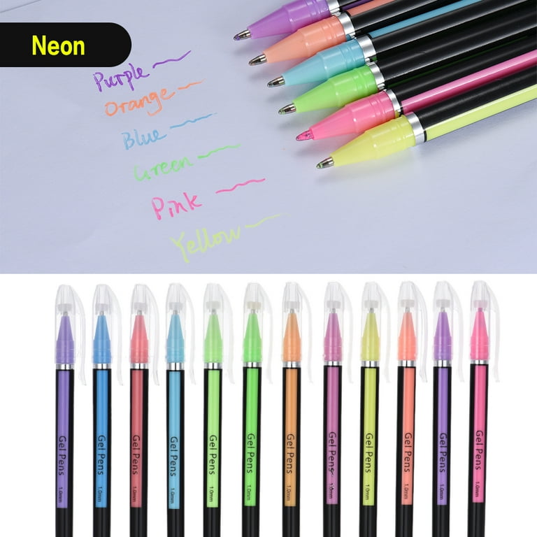 AS ZUIXUAN 48 Pcs Color Gel Neon color Pen Set Coloring Book Ink