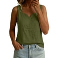 thumbnail image 2 of Noric Women's Cotton Linen Sleeveless Tank Top Scallop V-Neck Loose Fi Casual Summer Basic Tops, 2 of 6