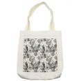 thumbnail image 1 of Cactus Tote Bag, Boho Form Style Monochrome Cactus Flowers and Feathers Exotic Botanical Vintage, Cloth Linen Reusable Bag for Shopping Books Beach and More, 16.5" X 14", Cream, by Ambesonne, 1 of 2