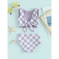 thumbnail image 3 of Bagilaanoe Toddler Baby Girls Swimsuits 2 Piece Bikinis Set Plaid Sleeveless Tops + Briefs 6M 12M 18M 24M 3T 4T Kids Swimwear Bathing Suit Beachwear, 3 of 8