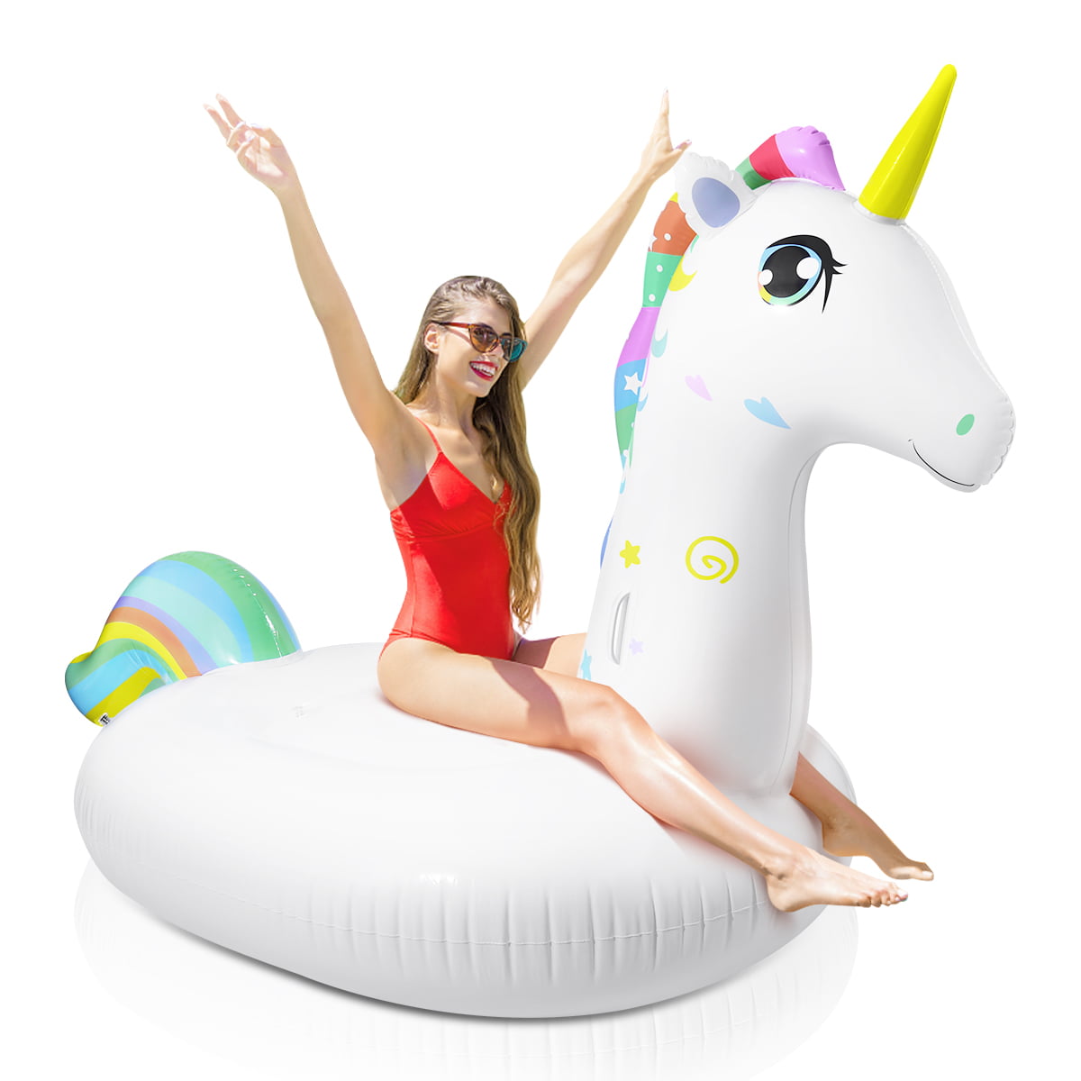 Giant Inflatable Unicorn Pool Float 270x120x140CM Pool Floatie Kids Holiday Trav 