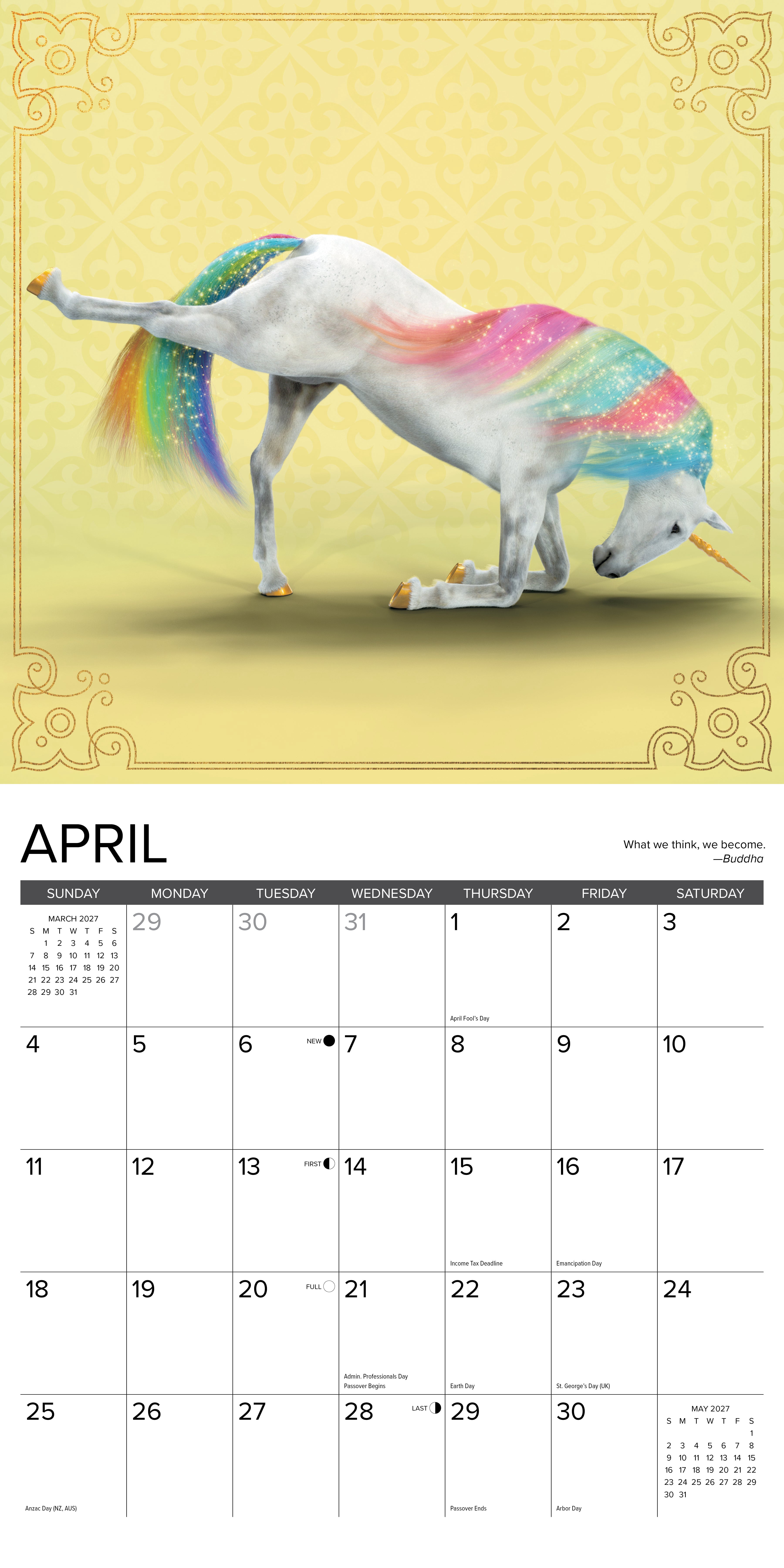 Willow Creek Press, Unicorn Yoga 2027 Wall Calendar