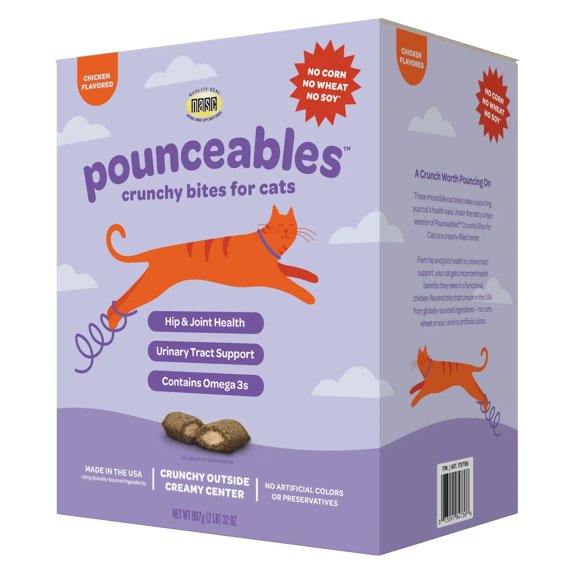 Pounceables Crunchy Bites for Cats, Chicken Flavor, 32 Ounce