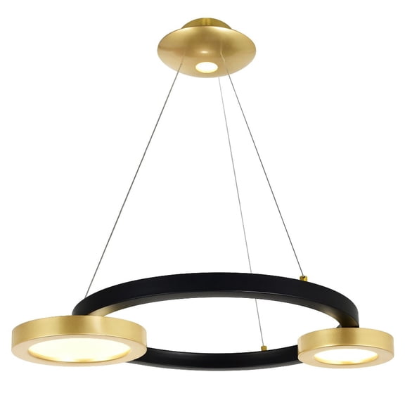 CWI Lighting Deux Lunes Contemporary Metal LED Chandelier in Black/Brass