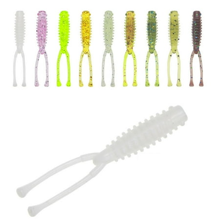 SPRING PARK 10Pcs/Set 4.2cm Soft Fishing Lures Double Tail Soft Bass Fishing Baits Soft Jerk Baits Soft TPR Split Tail Fishing Lures for Freshwater and Saltwater