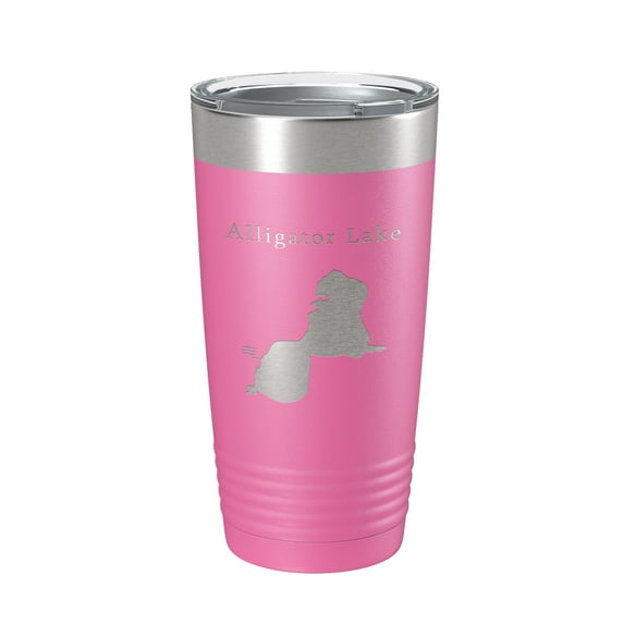Alligator Lake Map Tumbler Travel Mug Insulated Laser Engraved Coffee Cup Osceola Kissimmee Florida 20 oz Pink