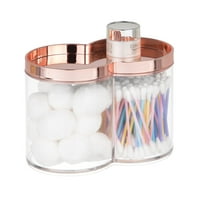 mDesign Plastic Dual Canister Jar Organizer Set, Storage Lid, Clear/Rose Gold