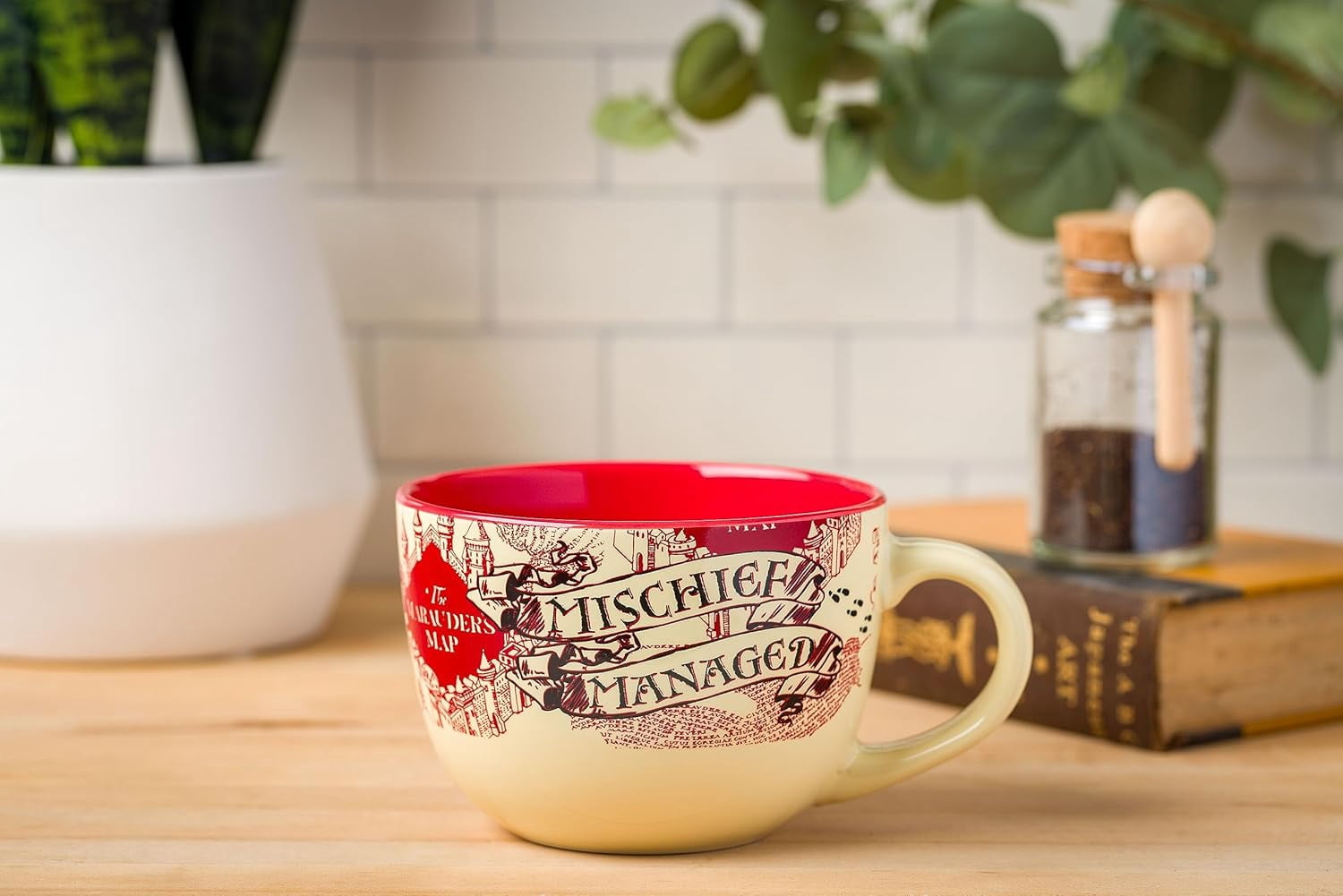 Silver Buffalo Harry Potter The Marauder's Map Mischief Managed Soup Ceramic Mug, 24-Ounce