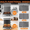 thumbnail image 2 of 4-slice Panini Press Grill Cheese Sandwich Maker  Electric Indoor With Temperature Setting Opens 180 Degrees Dual Non-stick Surfaces 4-circle Silicone Mold Reversible Plates, 2 of 7