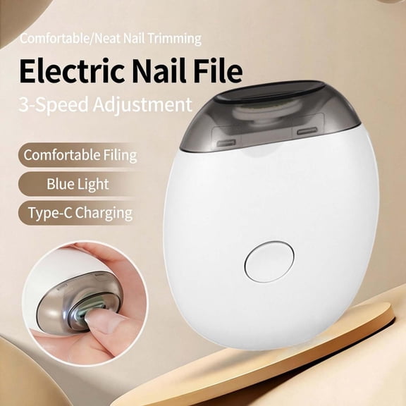 Automatic Electric Nail Clipper & Grinder - Rechargeable Nail Trimmer for Hands Feet, Safe Tool for Elderly Adults, Durable Electric Nail File for Smooth Nails at Home Daily Grooming, White