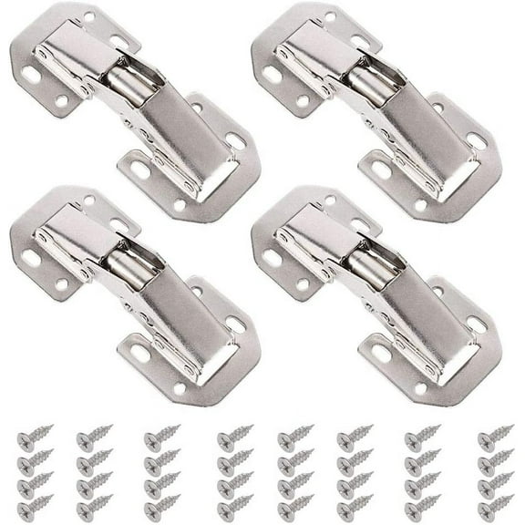 LYTIVAGEN 4 PCS Kitchen Cabinet Door Hinges, Cupboard Door 90 Degree Hinges with 32 Screws Soft Close Hinge for Outdoor Door Furniture Cabinet