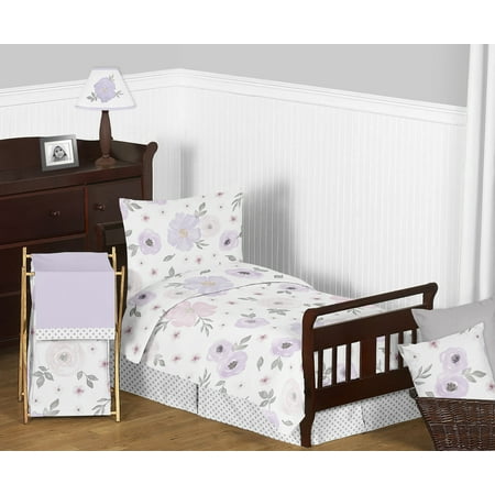 UPC: 0846480067030 | Lavender Watercolor Floral 5 Piece Toddler Bedding Set by Sweet Jojo Designs