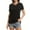 Black, variant on Women's V Neck Short Sleeve Slim Fitted T-Shirt Stretchy Bodycon Basic Top Casual Active Tee